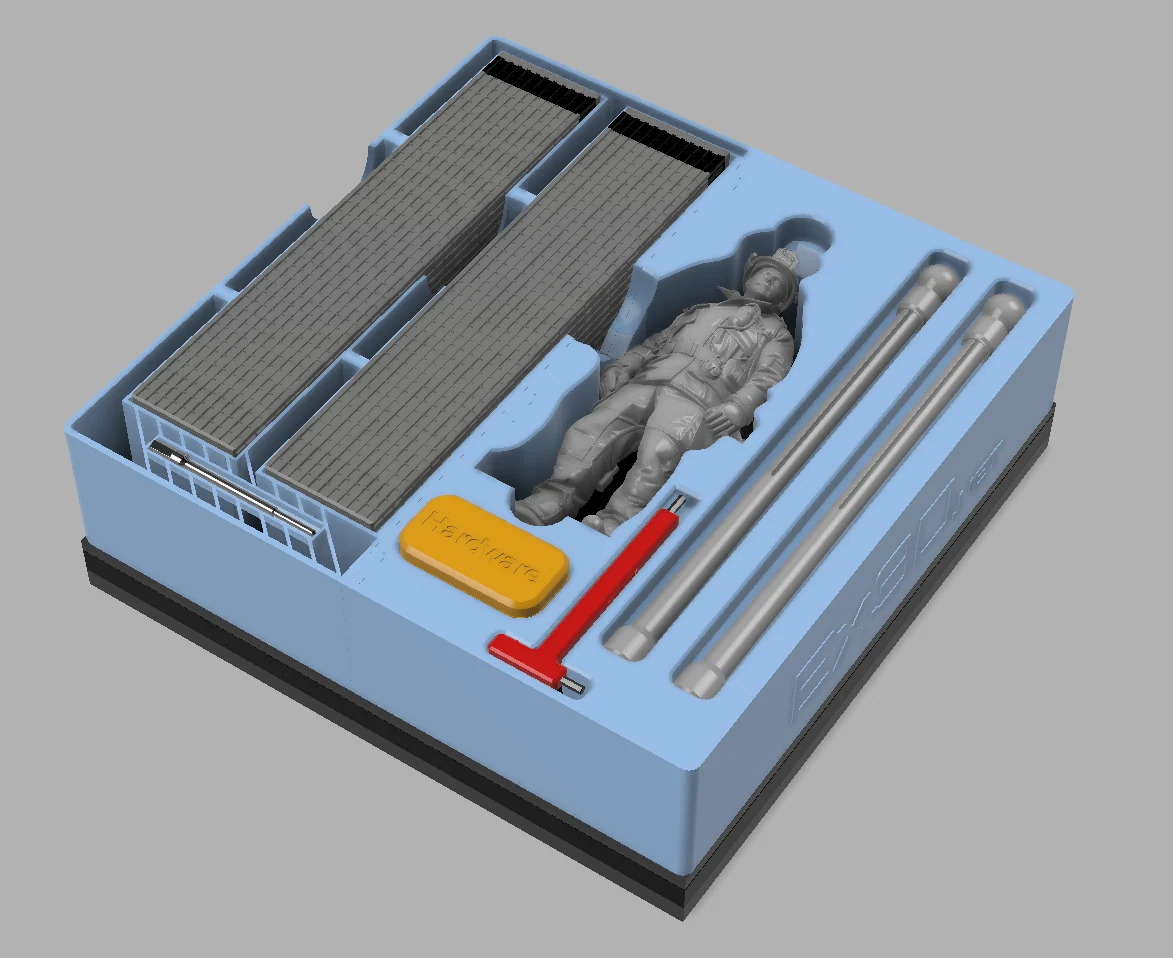 EX3D CAD rendering of the fitted packaging organizer for the commemorative model